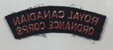 Royal Canadian Ordnance Corps 7/8" x 3 1/2" Arched Shoulder Title Fabric Patch Badge