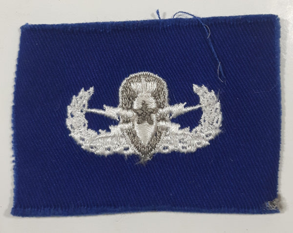 Vintage USAF EOD Explosive Ordnance Disposal White Thread Blue 2" x 2 3/4" Fabric Patch Badge Insignia