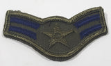 Vintage U.S. Air Force Airman First Class Olive and Blue 1 5/8" x 2 3/4" Fabric Patch Badge Insignia