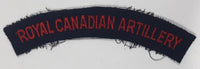 Royal Canadian Artillery Arched Shoulder Title Black with Red Letters 3/4" x 5" Fabric Patch Badge