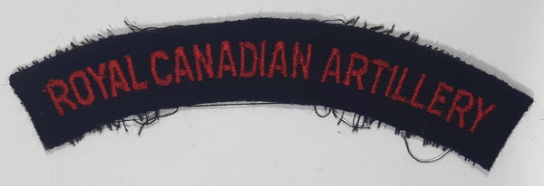 Royal Canadian Artillery Arched Shoulder Title Black with Red Letters 3/4" x 5" Fabric Patch Badge