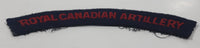 Royal Canadian Artillery Arched Shoulder Title Black with Red Letters 3/4" x 5" Fabric Patch Badge