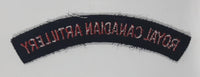 Royal Canadian Artillery Arched Shoulder Title Black with Red Letters 3/4" x 5" Fabric Patch Badge