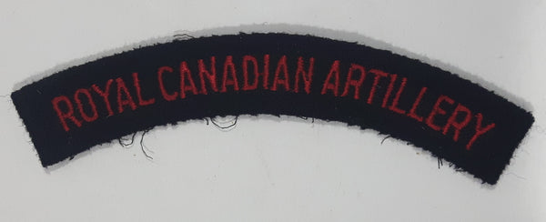 Royal Canadian Artillery Arched Shoulder Title Black with Red Letters 3/4" x 5" Fabric Patch Badge