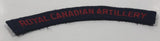 Royal Canadian Artillery Arched Shoulder Title Black with Red Letters 3/4" x 5" Fabric Patch Badge