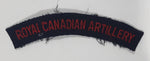 Royal Canadian Artillery Arched Shoulder Title Black with Red Letters 3/4" x 5" Fabric Patch Badge