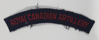 Royal Canadian Artillery Arched Shoulder Title Black with Red Letters 3/4" x 5" Fabric Patch Badge
