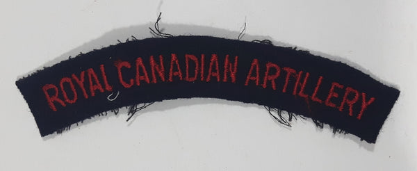 Royal Canadian Artillery Arched Shoulder Title Black with Red Letters 3/4" x 5" Fabric Patch Badge