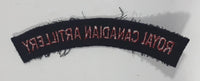 Royal Canadian Artillery Arched Shoulder Title Black with Red Letters 3/4" x 5" Fabric Patch Badge