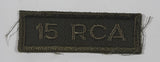 Vintage Royal Canadian Army 15 RCA 15th Artillery Regiment 3/4" x 2 1/4" Bar Shoulder Fabric Patch Badge