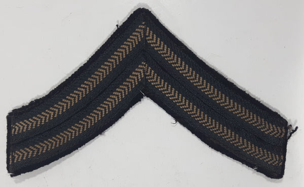 Vintage US Army Corporal Rank Light Blue White Thread Chevrons on Dark Blue 3 1/4" x 5 3/4" Shoulder Fabric Patch Badge
