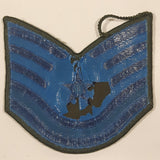 Vintage U.S. Air Force Technical Sergeant Dark Blue Thread on Olive Green 3 1/2" x 3 1/2" Fabric Patch Badge Insignia
