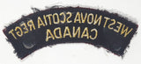 Vintage Canadian West Nova Scotia Regt Canada Regiment Gold Thread on Dark Red 1 1/4" x 4 1/2" Fabric Patch Badge Insignia
