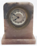 Antique Pink and Grey Marble 4 1/2" Tall Cased Desk Clock