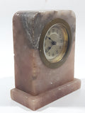 Antique Pink and Grey Marble 4 1/2" Tall Cased Desk Clock