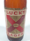 Vintage Lucky Lager Extra Dry Beer 9" Tall Amber Brown Glass Bottle