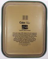 Vintage 1989 Coca-Cola Santa with Deer Green Metal Beverage Serving Tray