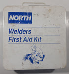 Vintage North Welder's First Aid Kit White Metal Hinged Box