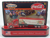 2000 Matchbox Coca-Cola "Coke Around The World Collection" United States "The pause that refreshes" Semi Tractor Truck and Trailer Red Die Cast Toy Car Vehicle New in Package