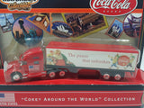 2000 Matchbox Coca-Cola "Coke Around The World Collection" United States "The pause that refreshes" Semi Tractor Truck and Trailer Red Die Cast Toy Car Vehicle New in Package