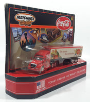 2000 Matchbox Coca-Cola "Coke Around The World Collection" United States "The pause that refreshes" Semi Tractor Truck and Trailer Red Die Cast Toy Car Vehicle New in Package