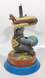Vintage Elephant Carry Plane 10 1/2" Tall Tin Metal Key Wind Up Toy Made in China