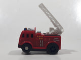 Ladder Fire Truck Red Plastic Pull Back Die Cast Toy Car Vehicle