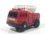 Ladder Fire Truck Red Plastic Pull Back Die Cast Toy Car Vehicle