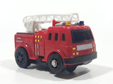 Ladder Fire Truck Red Plastic Pull Back Die Cast Toy Car Vehicle