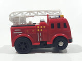 Ladder Fire Truck Red Plastic Pull Back Die Cast Toy Car Vehicle