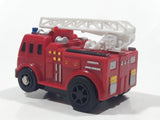 Ladder Fire Truck Red Plastic Pull Back Die Cast Toy Car Vehicle