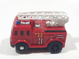 Ladder Fire Truck Red Plastic Pull Back Die Cast Toy Car Vehicle
