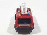 Ladder Fire Truck Red Plastic Pull Back Die Cast Toy Car Vehicle