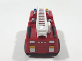 Ladder Fire Truck Red Plastic Pull Back Die Cast Toy Car Vehicle