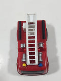 Ladder Fire Truck Red Plastic Pull Back Die Cast Toy Car Vehicle