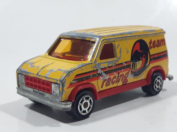 Majorette No. 279 / 234 Fourgon Van Racing Team Yellow Red 1/65 Scale Die Cast Toy Car Vehicle with Opening Rear Doors