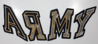 Yellow on Black ARMY Letters 5 1/2" Tall Fabric Embroidered Patch Set
