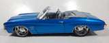 2005 Maisto Pro Rodz 1971 Chevrolet Chevelle SS Convertible Blue 1/18 Scale Die Cast Toy Car Vehicle with Opening Doors, Hood, and Trunk New in Box