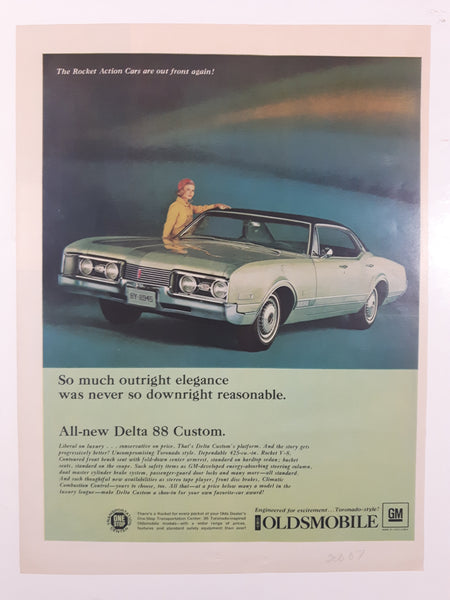 1967 Oldsmobile Delta 88 Custom 10 1/4" x 13 3/4" Magazine Print Ad
