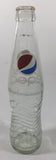 Pepsi 8 3/4" Tall 237mL Embossed Clear Glass Soda Pop Bottle