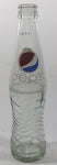 Pepsi 8 3/4" Tall 237mL Embossed Clear Glass Soda Pop Bottle