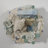 4th Birthday Cake Teddy Bear and Flower Themed 4" Tall Resin Wind Up Music Box