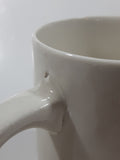 Denny's Bah-Humbug! Christmas Themed White 3 3/4" Tall Ceramic Coffee Mug Cup Handle Chip