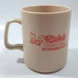 Rare Vintage Ricky's Pancake House Restaurants 3 3/4" Tall Plastic Coffee Mug Cup