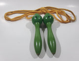 Vintage Wood Handle Skipping Jump Rope Painted Green with Black Spots and Eyes 62" Long