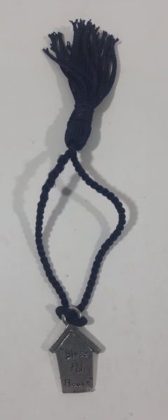 Bless This House Small House Shaped Charm Pendant on Black String