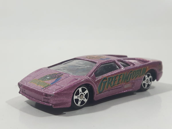 2002 Maisto Ultimate Marvel Lamborghini Diablo Green Goblin Metallic Purple Pink 1/64 Scale Die Cast Toy Dream Super Car Vehicle