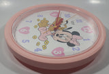 The Walt Disney Company Disney Babies Minnie Mouse and Pluto Lorus Quartz 10 1/2" Pink Plastic Wall Clock Crack in Cover