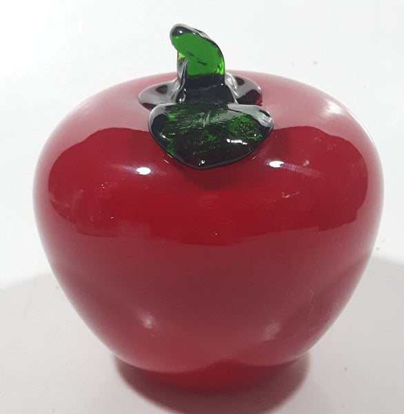 Vintage Art Glass Fruit Red Apple 3 1/2" Tall Ornament