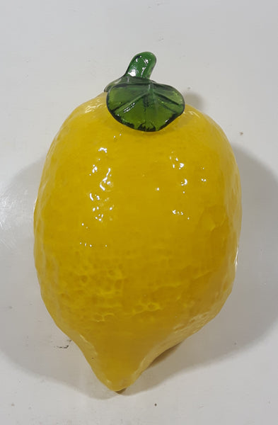 Vintage Art Glass Fruit Yellow Lemon 5" Tall Ornament
